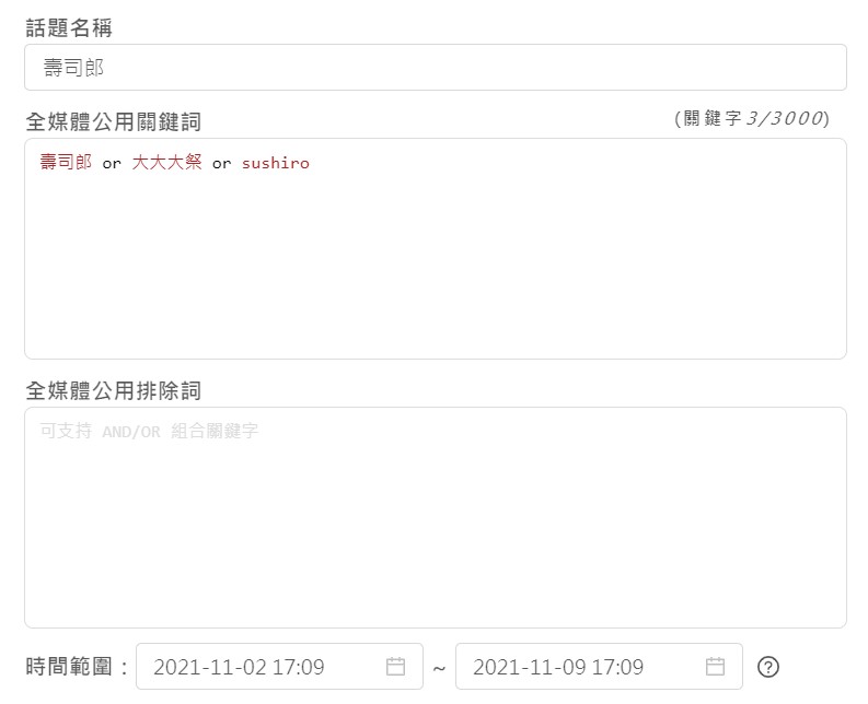 選擇想要監測的話題